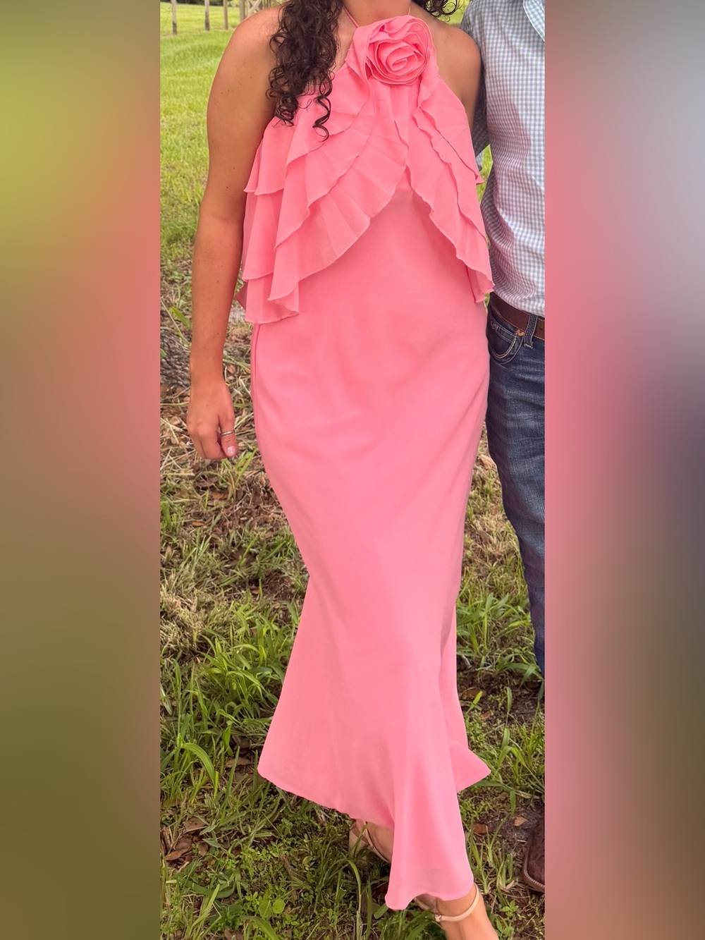 Petal & Pup Women’s Pink Halter Ruffle Maxi Dress - Picture 4 of 4